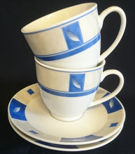 Lade das Bild in den Galerie-Viewer, 2er Set KAFFEETASSEN - Porzellan, Flora Blatt Blätter Abstrakt Viereck Motiv Dekor