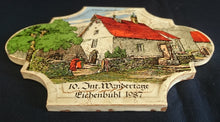 Lade das Bild in den Galerie-Viewer, 2er Set WAND~ SAMMELKACHELN - Keramik / Steingut, Internationale Wandertage Eichenbühl Der Steinmetz Handwerk Aufschrift & Valentinskapelle 1915 Aufschrift Motiv Dekor
