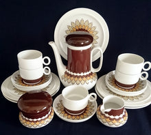 Lade das Bild in den Galerie-Viewer, 2er Set 2er KAFFEEGEDECKE - Porzellan, Geometrisches Abstraktes Wellen Zeichen Streifen Balken Motiv Dekor