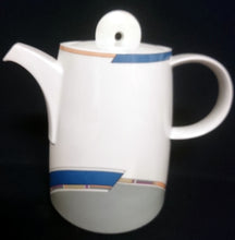 Lade das Bild in den Galerie-Viewer, KAFFEEKANNE MIT DECKEL "York Cubic" - Porzellan, Abstrakt Geometrisches Balken Rechteck Geschwungene Streifen Motiv Dekor