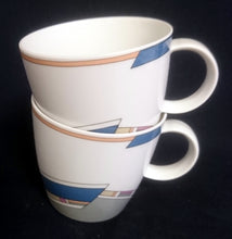 Lade das Bild in den Galerie-Viewer, 3er KAFFEEGEDECK "York Cubic" - Porzellan, Abstrakt Geometrisches Balken Rechteck Geschwungene Streifen Motiv Dekor