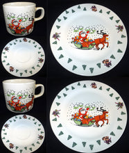 Lade das Bild in den Galerie-Viewer, DESSERTTELLER - Porzellan, Weihnachtsmann Schlitten Rentier Schneeflocken Baum Bäume Motiv Dekor