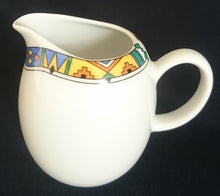 Lade das Bild in den Galerie-Viewer, 3er Set MILCHKÄNNCHEN & ZUCKERDOSE MIT DECKEL - Porzellan, Abstrakt Symbole Zeichen Geometrisches Motiv Dekor