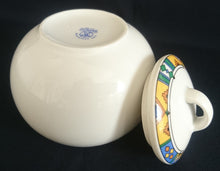 Lade das Bild in den Galerie-Viewer, 3er Set MILCHKÄNNCHEN & ZUCKERDOSE MIT DECKEL - Porzellan, Abstrakt Symbole Zeichen Geometrisches Motiv Dekor