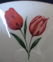 Lade das Bild in den Galerie-Viewer, 3er TEE~ SAMMELGEDECK - Porzellan, Goldrand Abstrakt Zeichen Symbole Flora Tulpenblumen Motiv Dekor (BC)