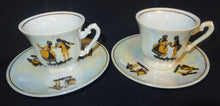 Lade das Bild in den Galerie-Viewer, 2er MOCCA KAFFEEGEDECK - Porzellan, Perlmutt Goldrand Rokoko Tanzpaar Motiv Dekor