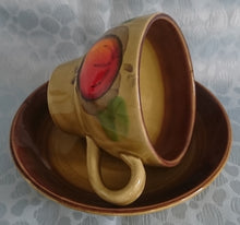 Lade das Bild in den Galerie-Viewer, 3er TEEGEDECK - Keramik / Steingut, Obstmotiv Dekor (G)