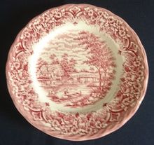 Lade das Bild in den Galerie-Viewer, DESSERTTELLER "Homeland" - Staffordshire Keramik / Steingut, Flora Pflanzen Landschaft Bauernhaus Brücke Motiv Dekor