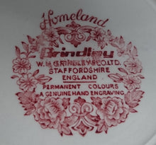 Lade das Bild in den Galerie-Viewer, DESSERTTELLER "Homeland" - Staffordshire Keramik / Steingut, Flora Pflanzen Landschaft Bauernhaus Brücke Motiv Dekor