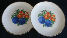 Lade das Bild in den Galerie-Viewer, 2er Set DESSERT SAMMELTELLER - Porzellan, Goldrand Obst Pflaumen Beeren Motiv Dekor