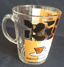 Lade das Bild in den Galerie-Viewer, KAFFEETASSE - Hartglas, Tassen Kaffeebohnen Abstrakt Aufschrift Motiv Dekor