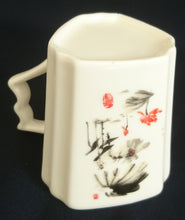 Lade das Bild in den Galerie-Viewer, 2er MOCCA KAFFEEGEDECK - Porzellan, Tiere Pflanzen Flora Fauna Werbe Schriftzug Motiv Dekor