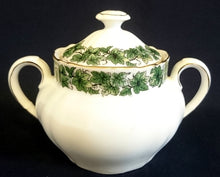 Lade das Bild in den Galerie-Viewer, ZUCKERDOSE MIT DECKEL - Porzellan, Blatt Blätter Abstrakt Symbollinien Motiv Goldrand Dekor