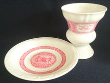 Lade das Bild in den Galerie-Viewer, 2er Set 2er KAFFEEGEDECKE - Porzellan, Abstrakt Blumenblüten Rand Rüdesheim Motiv Asbach Schriftzug Relief Form Dekor