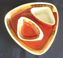 Lade das Bild in den Galerie-Viewer, 3er Set RAUCHERTISCHTABLETT - Porzellan, Goldrand Linien Abstrakt Pflanzen Blatt Blätter Motiv Dekor