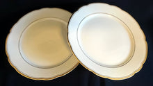 Lade das Bild in den Galerie-Viewer, SPEISETELLER - Porzellan, Doppelter & Innen Goldrand Linien Gewölbter Relief Form Dekor