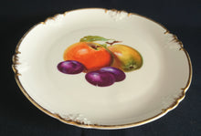 Lade das Bild in den Galerie-Viewer, DESSERTTELLER - Porzellan, Apfel Pflaumen Goldrand Relief Dekor