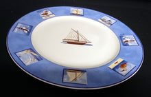 Lade das Bild in den Galerie-Viewer, SPEISETELLER - Porzellan, Hafen Segelschiffe Motiv Randdekor