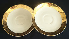Lade das Bild in den Galerie-Viewer, 2er Set 2er KAFFEEGEDECKE - Porzellan, Goldrand Breit Abstrakt Geometrisch Pflanzen Flora Motiv Dekor