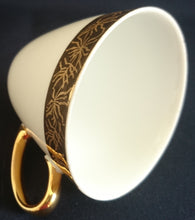 Lade das Bild in den Galerie-Viewer, 2er Set KAFFEETASSEN - Porzellan, Goldrand Breit Abstrakt Geometrisch Pflanzen Flora Motiv Dekor