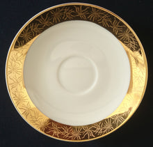 Lade das Bild in den Galerie-Viewer, 2er Set 2er KAFFEEGEDECKE - Porzellan, Goldrand Breit Abstrakt Geometrisch Pflanzen Flora Motiv Dekor