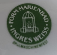 Lade das Bild in den Galerie-Viewer, 2er KAFFEEGEDECK "Ingres Weiss" - Porzellan, Indisch Blau Strohblume Motiv Dekor (Grüner Markenstempel)