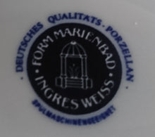 Lade das Bild in den Galerie-Viewer, 2er KAFFEEGEDECK "Ingres Weiss" - Porzellan, Indisch Blau Strohblume Motiv Dekor (Schwarzer Markenstempel)