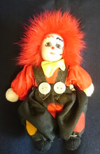 Lade das Bild in den Galerie-Viewer, CLOWN PUPPE - Mittelgroß, Stoff / Glas, Handarbeit, Handbemalt (A)