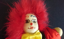 Lade das Bild in den Galerie-Viewer, CLOWN PUPPE - Mittelgroß, Stoff / Glas, Handarbeit, Handbemalt (A)