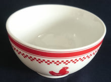 Lade das Bild in den Galerie-Viewer, FRÜHSTÜCKS MÜSLISCHALE - Porzellan, Huhn Hähnchen Abstrakt Kästchen Linien Motiv Dekor