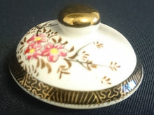 Lade das Bild in den Galerie-Viewer, BEHÄLTERDECKEL - Porzellan, Blumenblüten Pflanzen Abstrakt Dekorrand Goldener Knauf