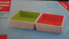 Lade das Bild in den Galerie-Viewer, 2er Set DESSERTSCHALEN "Villa Loca" - Keramik / Steingut, Zweifärbiges Quadratische Viereck Form Modern Style Dekor
