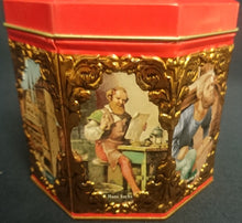 Lade das Bild in den Galerie-Viewer, LEBKUCHENDOSE MIT DECKEL - Metall / Blech, Gemälde Bilder verschiedene Künstler Aufschrift Motiv Dekor (G)