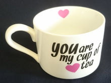 Lade das Bild in den Galerie-Viewer, TEETASSE - Porzellan, Herz Motiv / "You are my cup of tea" Schriftzug Dekor