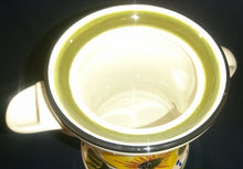 Lade das Bild in den Galerie-Viewer, 3er Set KAFFEEKANNE MIT DECKEL / MILCHKÄNNCHEN / ZUCKERDOSE OHNE DECKEL "Madeira" - Keramik / Steingut, Sonnenblumen Blüten Pflanzen Motiv Randdekor, Handbemalt