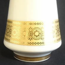 Lade das Bild in den Galerie-Viewer, BLUMENVASE - Porzellan, Goldrand Kreise Abstrakt Dekor