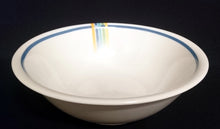 Lade das Bild in den Galerie-Viewer, MITTELGROßE BEILAGENSCHÜSSEL - Porzellan, Blauer Rand Regenbogenfarben Striche Linien Dekor