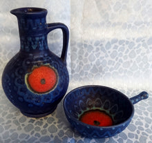 Lade das Bild in den Galerie-Viewer, 2er Set KANNE & SCHALE MIT GRIFF "Fat Lava" - Keramik / Steingut, Künstlerisches Dekor, Handarbeit