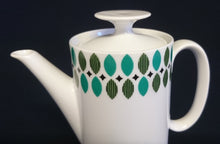 Lade das Bild in den Galerie-Viewer, KAFFEEKANNE MIT DECKEL - Porzellan, Karo Ovalkreis Geometrisches Dekor