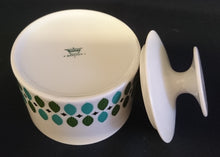 Lade das Bild in den Galerie-Viewer, ZUCKERDOSE MIT DECKEL - Porzellan, Karo Ovalkreis Geometrisches Dekor