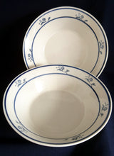 Lade das Bild in den Galerie-Viewer, SUPPENTELLER "Scandia Blue (Brickoven Stoneware)" - Keramik / Steingut, Blumen Linien Streifen Dekor