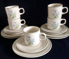 Lade das Bild in den Galerie-Viewer, 2er Set 2er KAFFEEGEDECKE - Keramik / Steingut, Blumenblüten Pflanzen Flora Randlinie Motiv Dekor