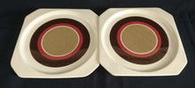 Lade das Bild in den Galerie-Viewer, DESSERTTELLER "Avantgarde" - Keramik / Steingut, Modernes Kreise Streifen Dekor, Mittig Braun