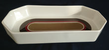 Lade das Bild in den Galerie-Viewer, GEBÄCKSCHALE "Avantgarde" - Keramik / Steingut, Modernes Geometrisches Streifen Dekor, Mittig Braun