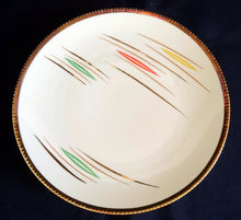 Lade das Bild in den Galerie-Viewer, DESSERTTELLER - Porzellan, Goldrand Relief Linien Balken Abstrakt Motiv Dekor