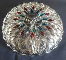 Lade das Bild in den Galerie-Viewer, GEBÄCKSCHALE - Hartglas, 3Kammer geteilt, Abstrakt Karo Stern Schliff Dekor