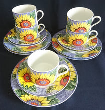 Lade das Bild in den Galerie-Viewer, 2er Set DESSERTTELLER, Porzellan, Sonnenblumen Blüten Pflanzen Motiv Dekor