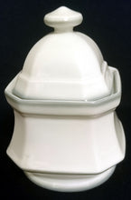 Lade das Bild in den Galerie-Viewer, ZUCKERDOSE MIT DECKEL - Porzellan, Rand Linien Relief Motiv Dekor