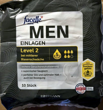 Lade das Bild in den Galerie-Viewer, 2er Set 10er Packung MEN SLIPEINLAGEN &quot;Facelle&quot; - Baumwolle &amp; Anderes, Level 2 Saugstärke 5 Active Protection
