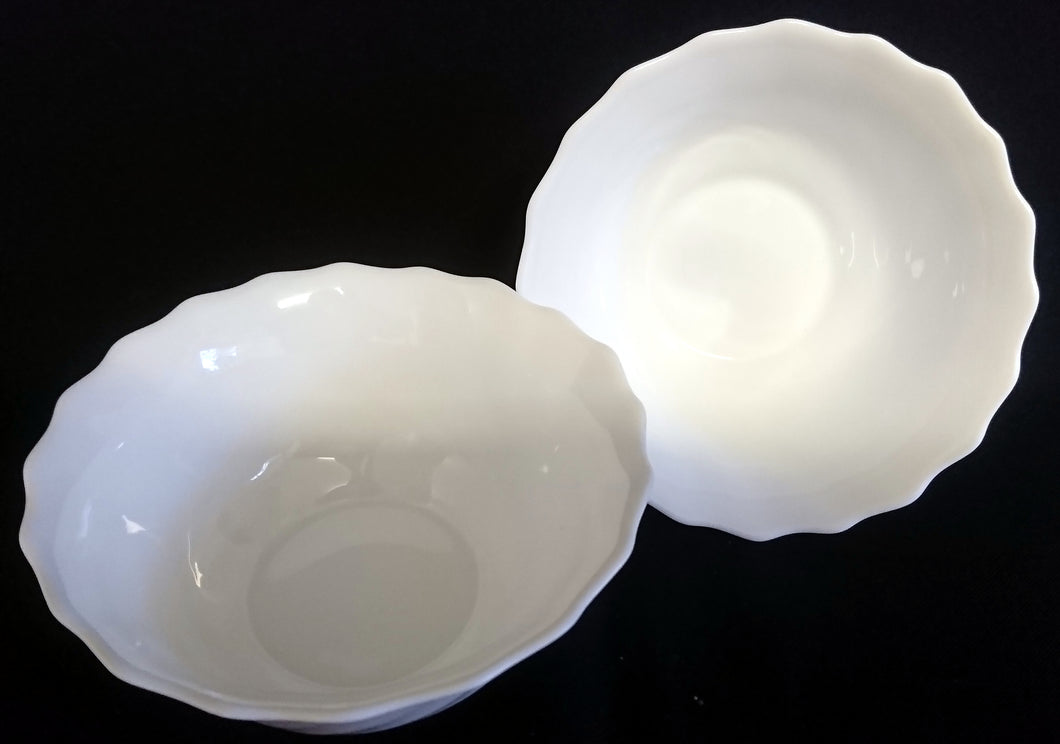 2er Set DESSERTSCHALEN - Acrylglas, Gewölbter Rand Wellen Geschwungen Relief Motiv Dekor